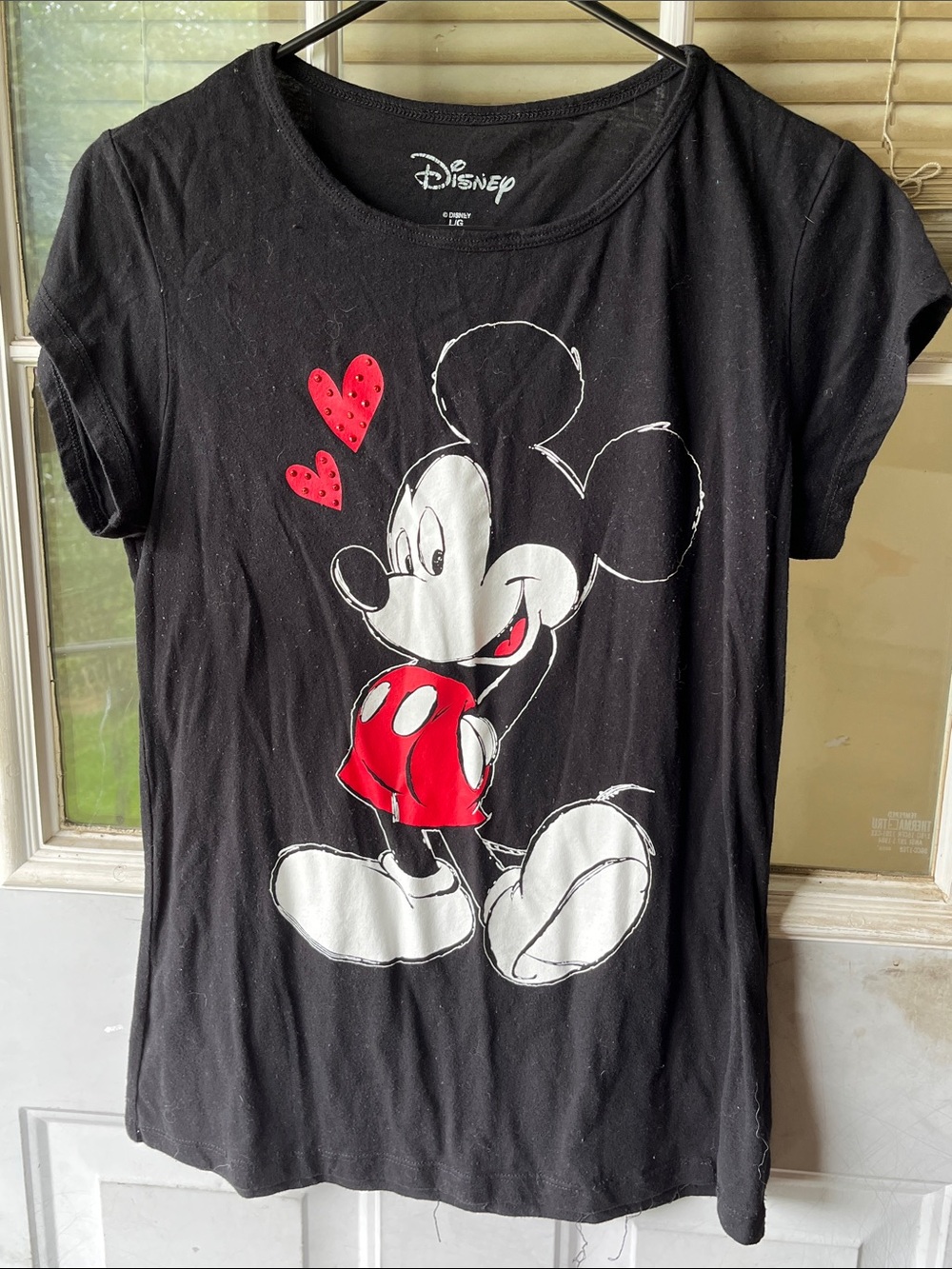 Disney Black Short Sleeve Mickey Mouse Tee with Red Accents